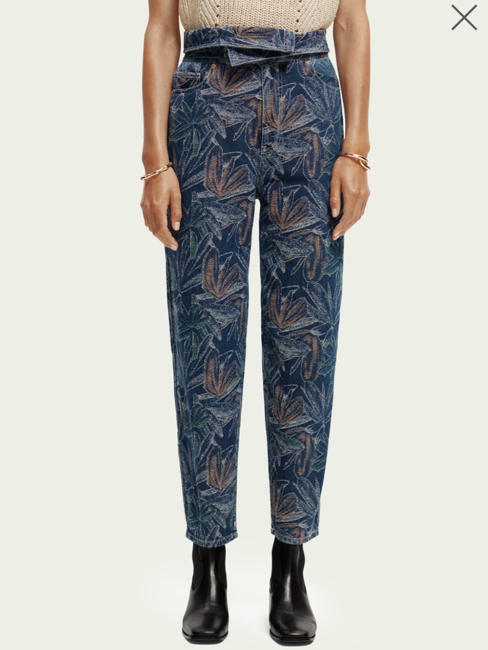 Scotch & Soda The Tide Floral Jacquard Tapestry Cropped Pants Women’s 26
